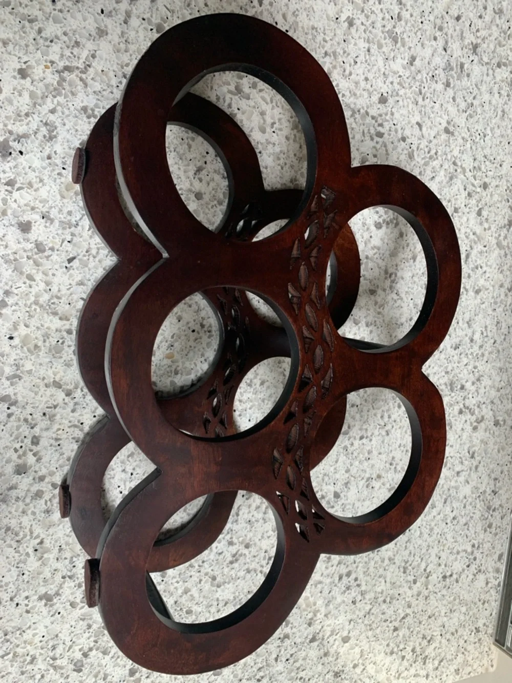 Wooden 6-Bottle Wine Rack - Dark Brown. Pre-Owned. Size:16x10.